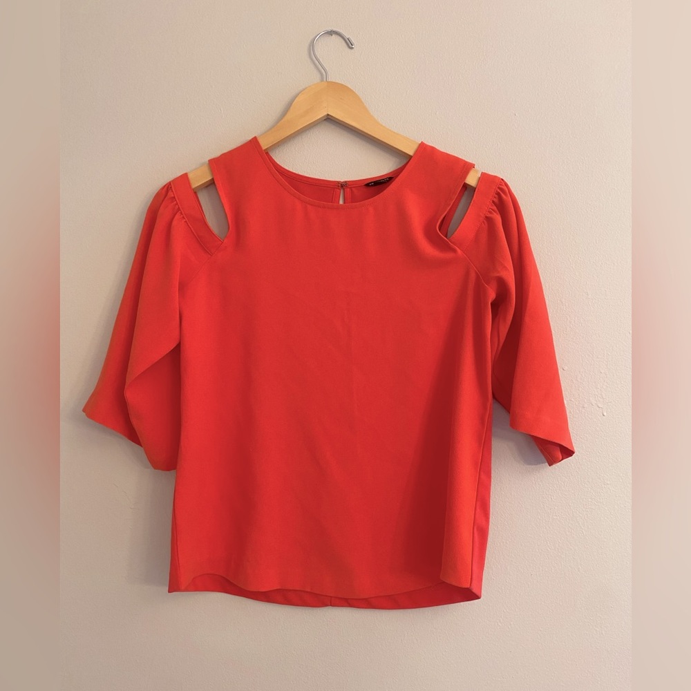 Pink Cut-out Shoulder Blouse